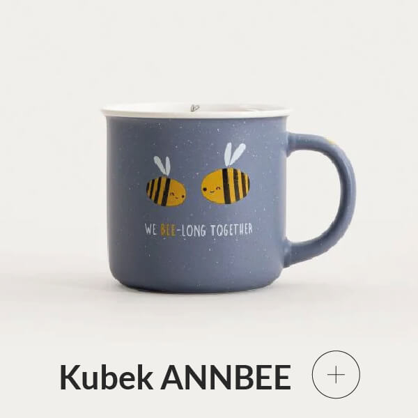 Kubek granatowy z pszczołą