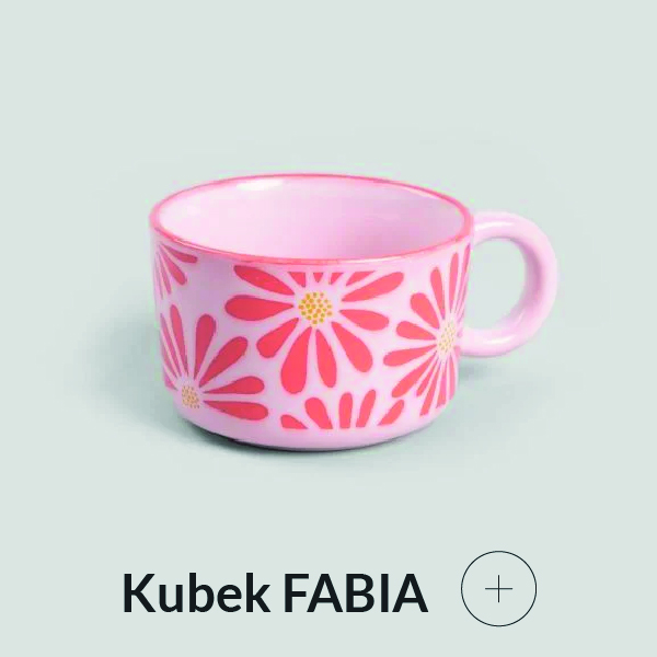 Kubek różowy w kwiaty