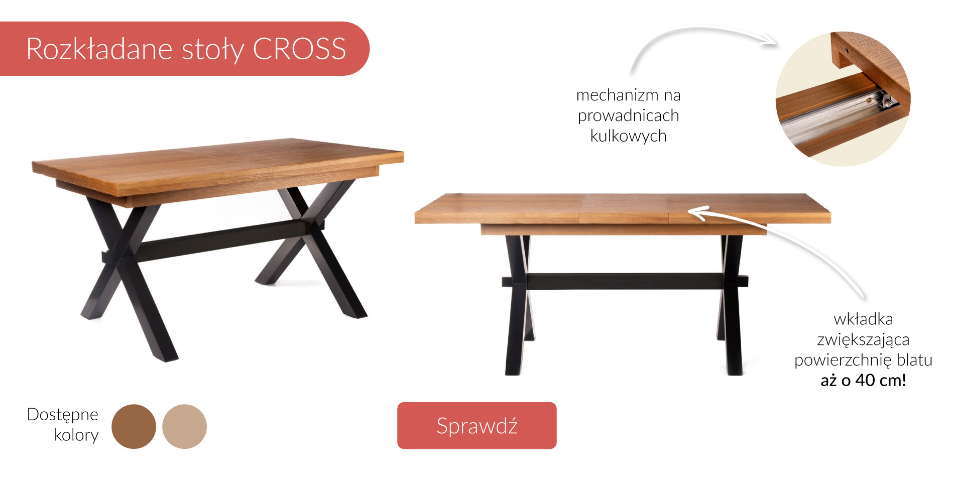 Stół rozkładany dębowy