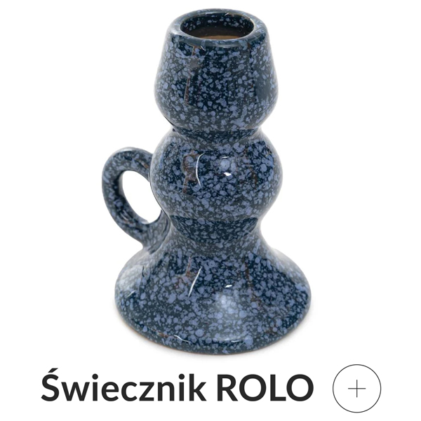 Świecznik ceramiczny granatowy