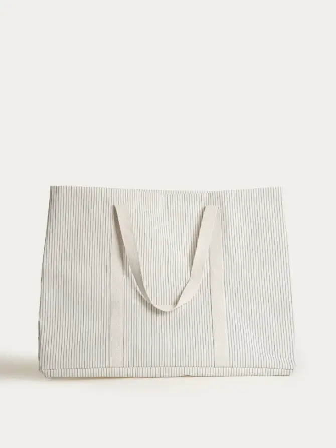 Torba na pranie REVLO w szare pasy 59x30x45 cm