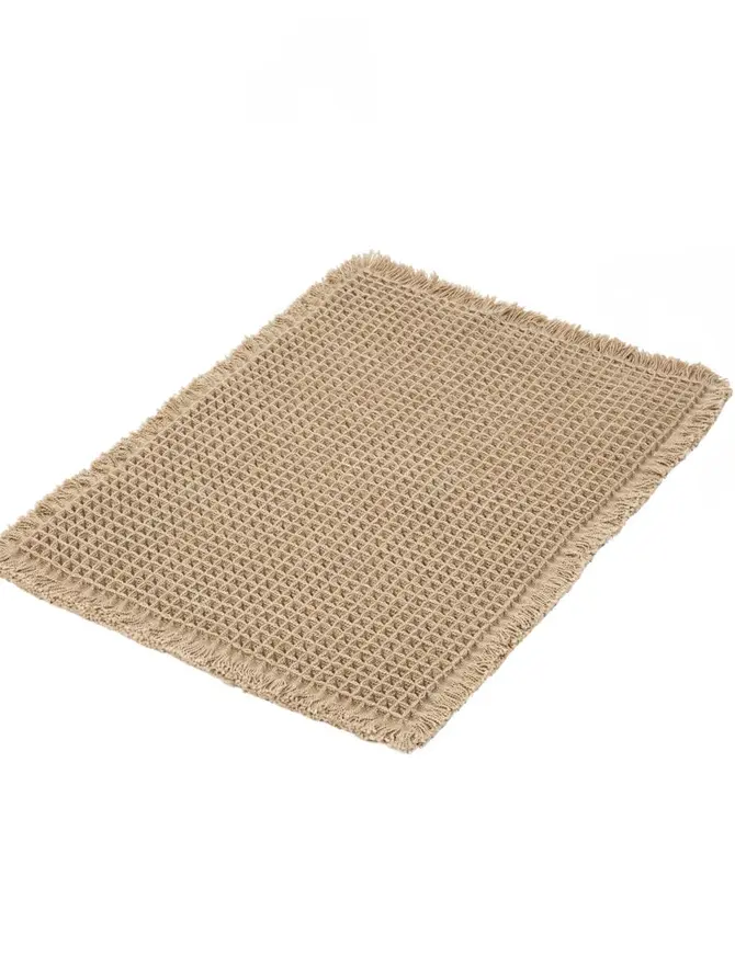 Dywanik łazienkowy VAFFEL beżowy o waflowej teksturze 40x60 cm