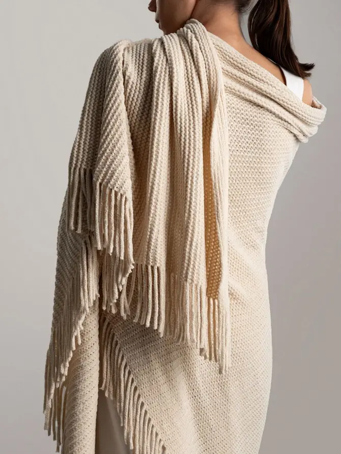 Koc CHENILLE szenilowy ecru 130x170 cm