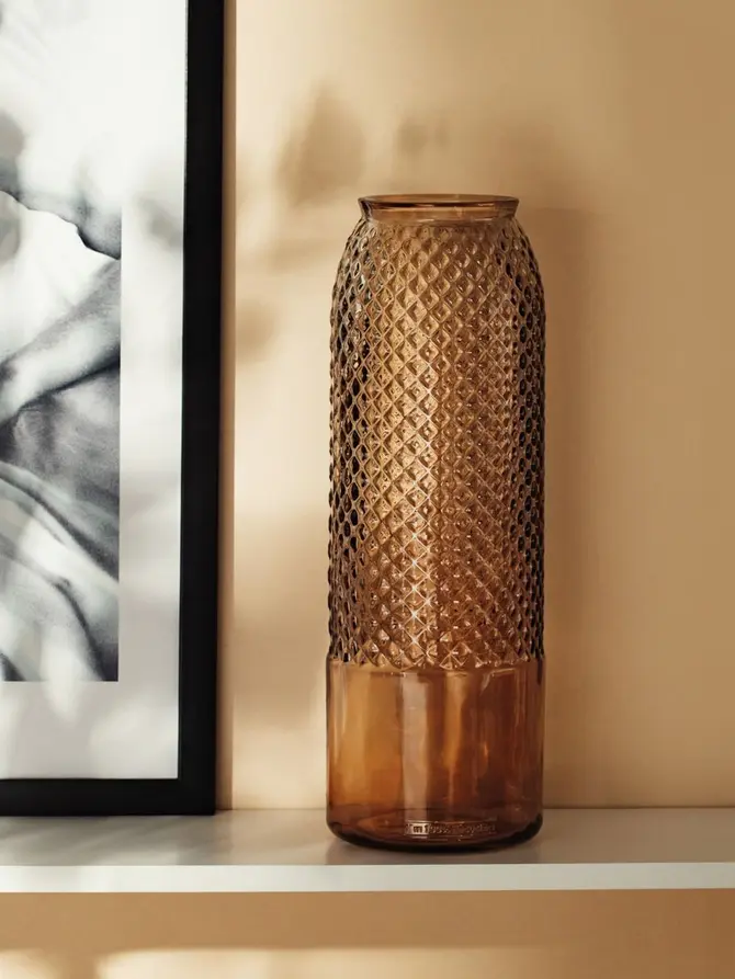 Wazon MIKKA beżowy ze szkła z recyklingu 45 cm
