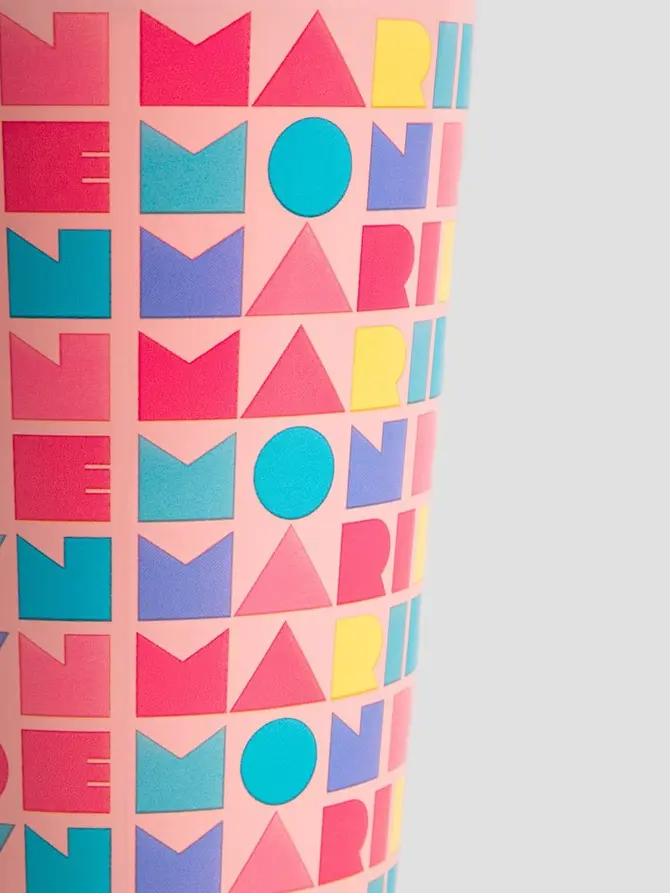Kubek termiczny MONROE SUMMER ze słomką różowy 540 ml