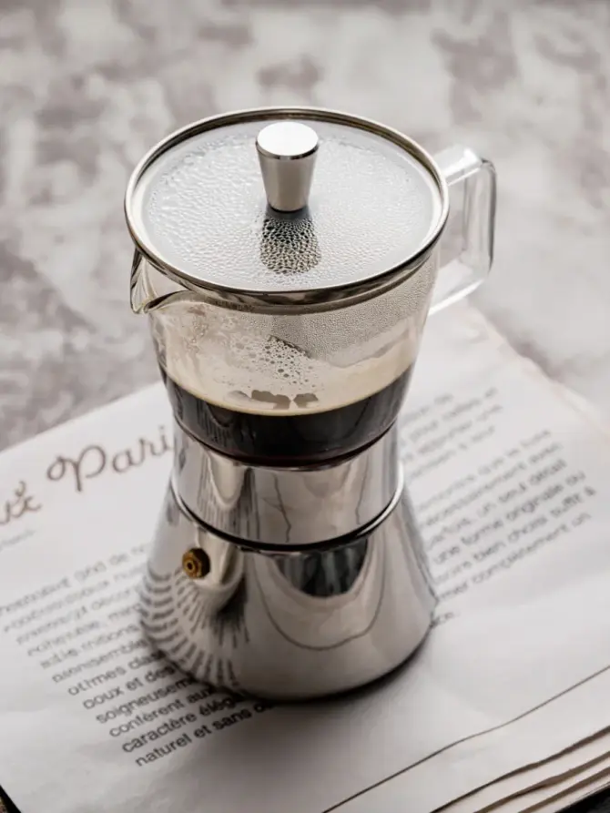 Kawiarka LUMI MOKKA stalowa ze szklanym elementem 6 cups