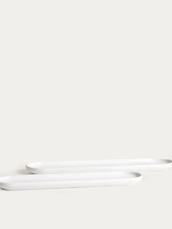 Zestaw półmisków BERGO białych 41x10,5 cm, 36x9 cm 2 szt.