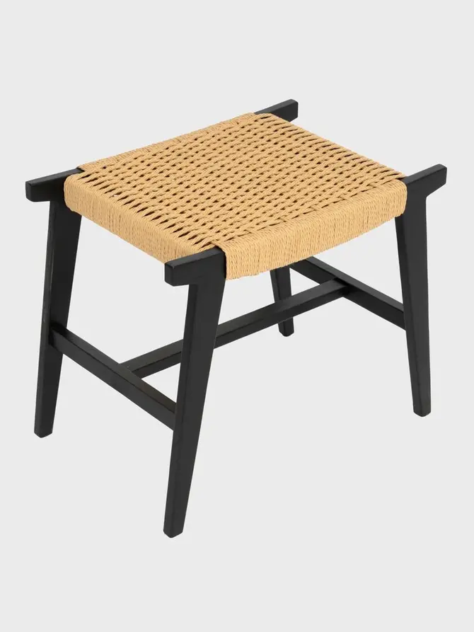 Taboret NOVUM drewniany dębowy czarny 52x34x42 cm