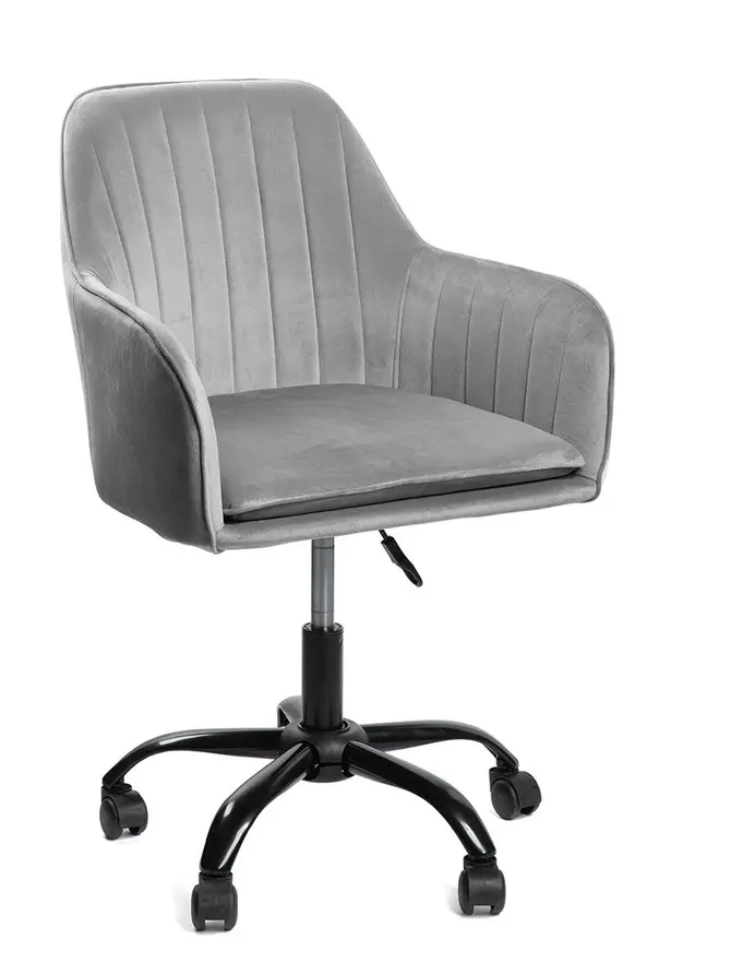 Fotel TEILL welurowy obrotowy szary 56x58x81-91 cm
