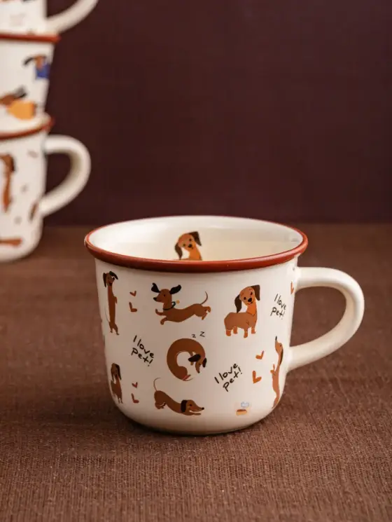Kubek BOOP porcelanowy w jamniki z serduszkami 0,3 l