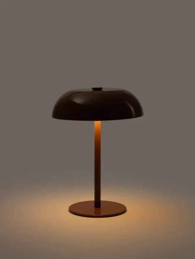 Lampka stołowa PIXEL metalowa karmelowa 15,5x15,5x20,5 cm