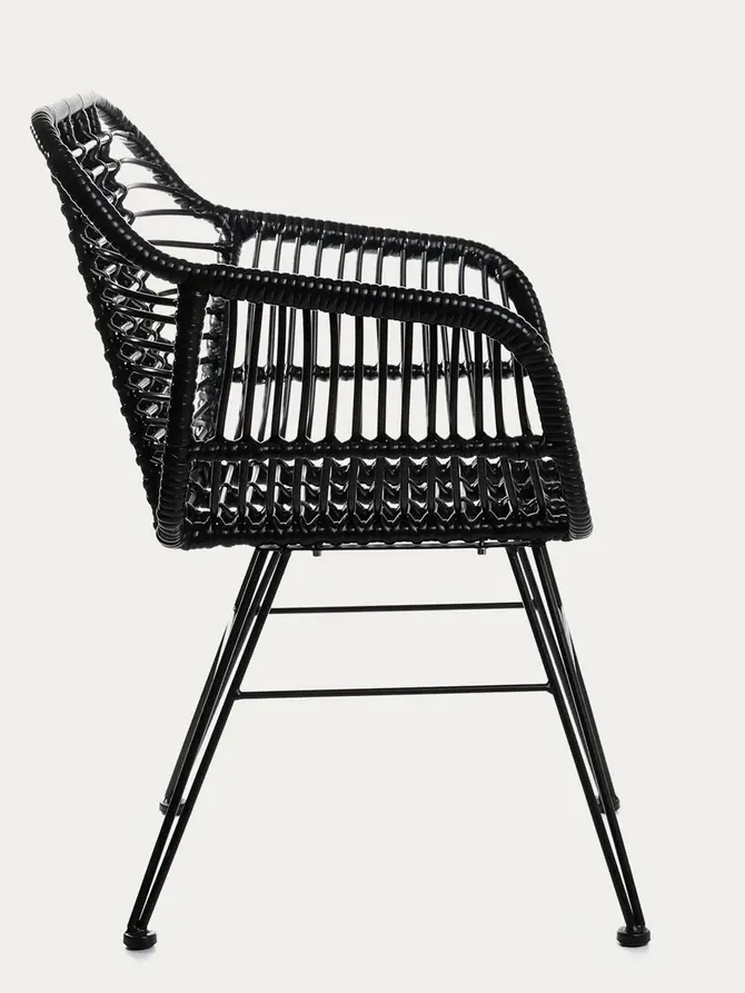 Krzesło JARDIN plecione czarne 57x62x81 cm