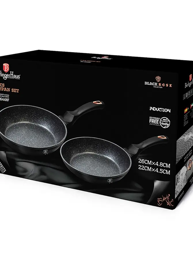Zestaw patelni BLACK ROSE czarnych 2 szt. 