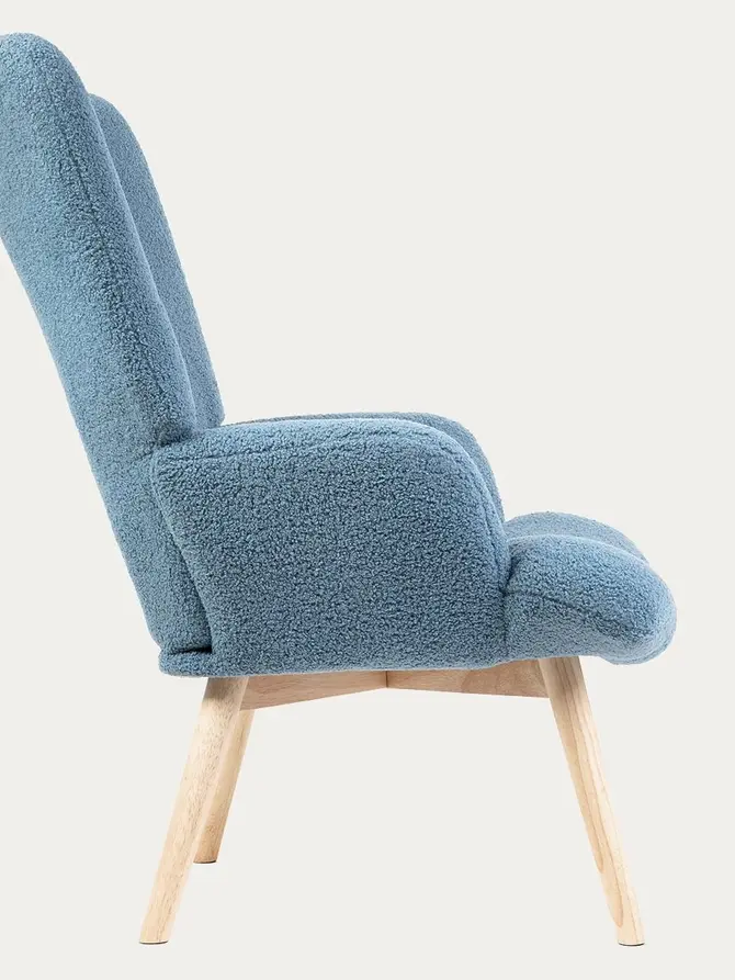 Fotel MOSS TEDDY BOUCLE w tkaninie TEDDY niebieski 70x55x95 cm