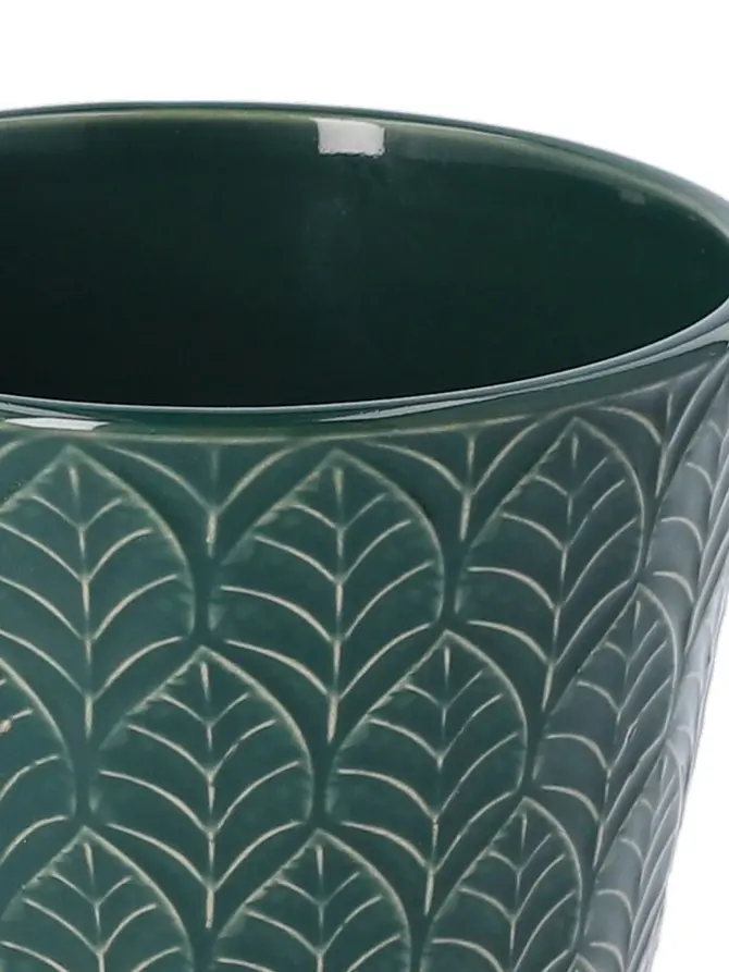 Osłonka na doniczkę SLANO ceramiczna zielona 13x13 cm