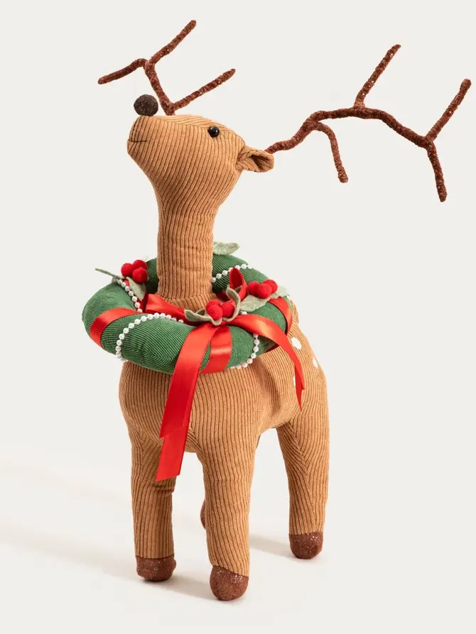 Skrzat MAZE renifer stojący z wieńcem 69 cm