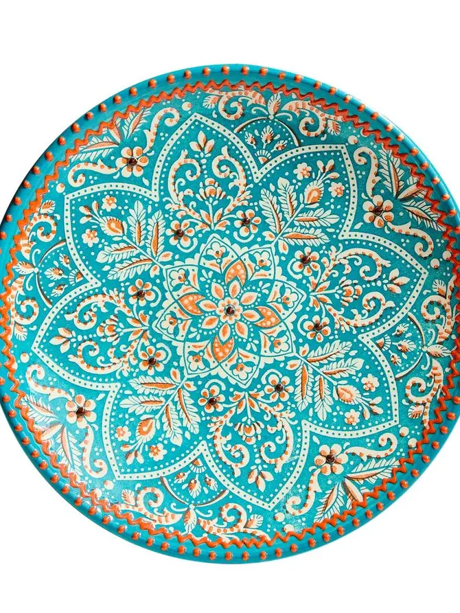 Talerz SANDOS turkusowo-pomarańczowy 27 cm