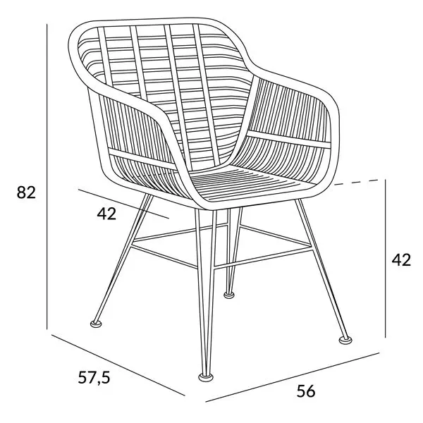 Krzesło JARDIN plecione naturalne 57x62x81 cm