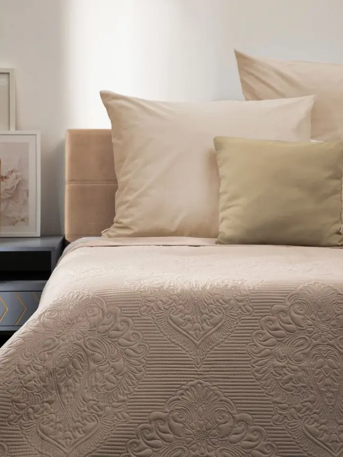 Narzuta LIPARI sztruksowa pikowana ze wzorem 200x220 cm