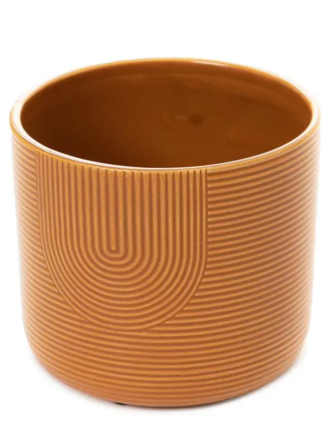 Osłonka na doniczkę LOA musztardowa D15x13cmH
