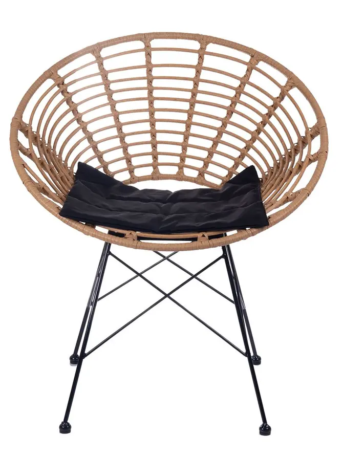 Krzesło LEUCA boho plecione naturalne z poduszką 68x65x78 cm