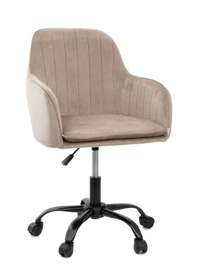Fotel TEILL welurowy obrotowy beżowy 56x58x81-91 cm