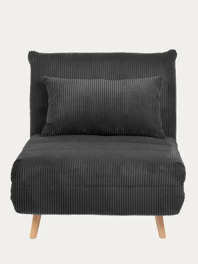Sofa SOLACE 1-osobowa, z funkcją spania sztruksowa czarna 83x91x84 cm