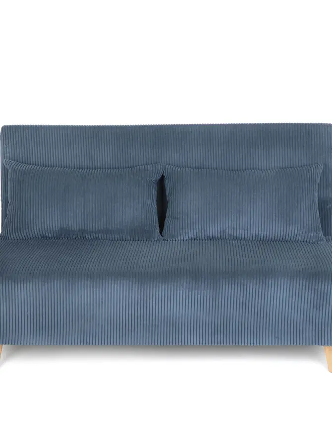 Sofa SOLACE 2-osobowa, z funkcją spania sztruksowa granatowa 140x91x84 cm