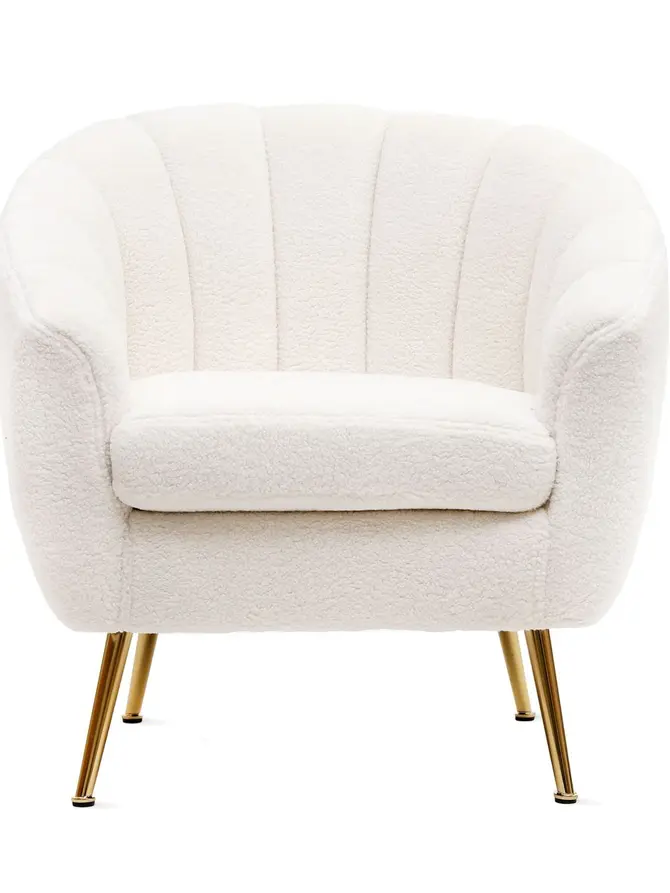 Fotel REIKA w tkaninie bouclé biały 78x73x79 cm