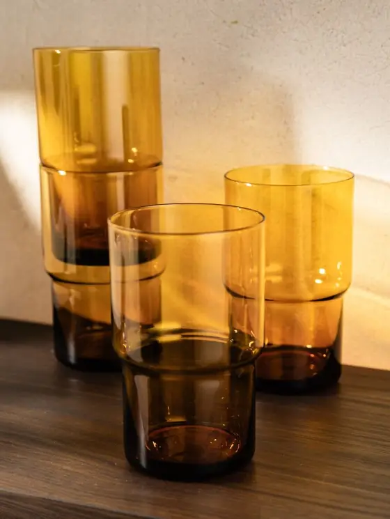 Zestaw szklanek IRMA piętrowanych, bursztynowych 4 szt. 0,45 l