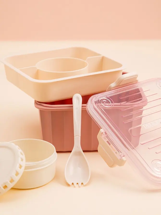 Lunchbox POPPIE z łyżeczką różowy 2,15 l