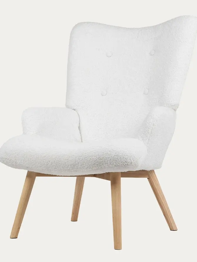 Fotel MOSS TEDDY BOUCLE w tkaninie TEDDY biały 70x55x95 cm