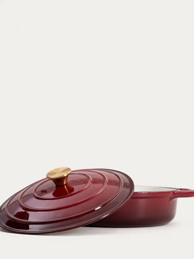 Garnek żeliwny ANDREAS bordowy płaski ombre 28 cm 2,5 l
