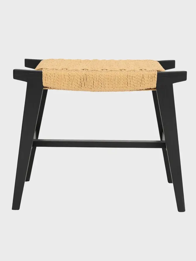 Taboret NOVUM drewniany dębowy czarny 52x34x42 cm