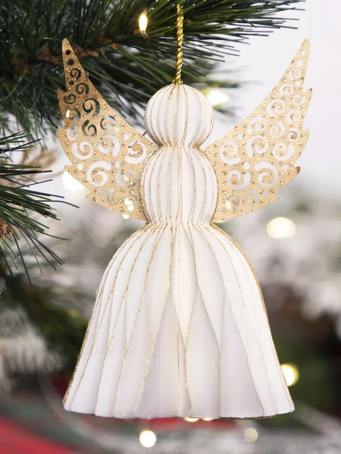 Gwiazda GALLA ANGEL anioł papierowy kremowy 12 cm