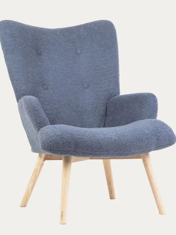 Fotel MOSS TEDDY BOUCLE w tkaninie TEDDY granatowy 70x55x95 cm