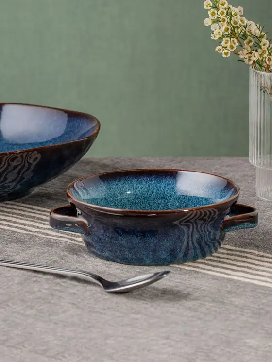 Naczynie do zapiekania CASPER z uszami granatowe 16 cm