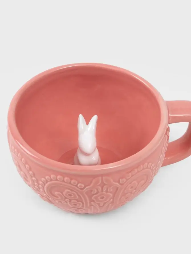 Kubek BUNBLISS z figurką zajączka różowy 15/12,7 cm