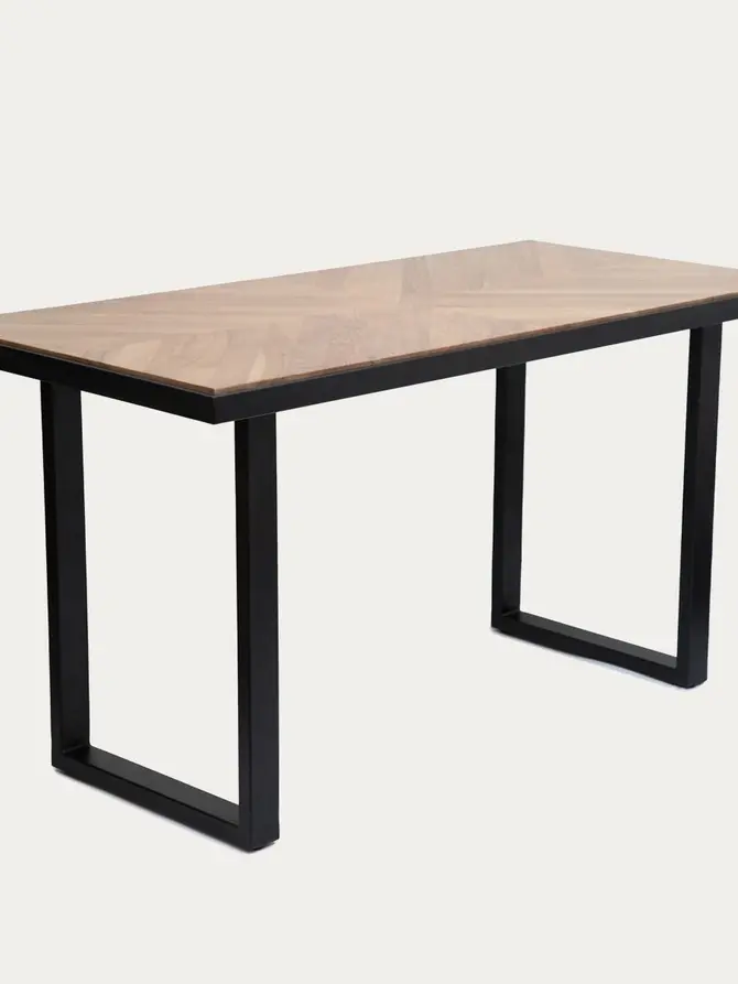 Stół NATTMAL lite drewno akacji + metal 140x70x76 cm
