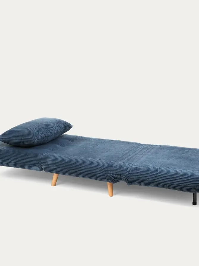 Sofa SOLACE 1-osobowa, z funkcją spania sztruksowa granatowa 83x91x84 cm