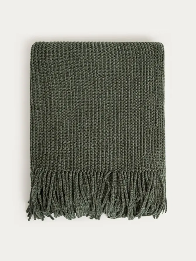 Koc CHENILLE szenilowy khaki 130x170 cm