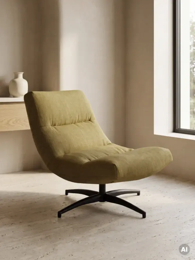 Fotel VOLERO obrotowy w tkaninie musztardowy 77x93,5x88,5 cm