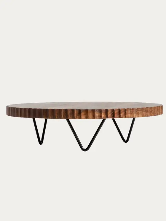 Patera RILLET ryflowana na metalowych nóżkach 34x9 cm