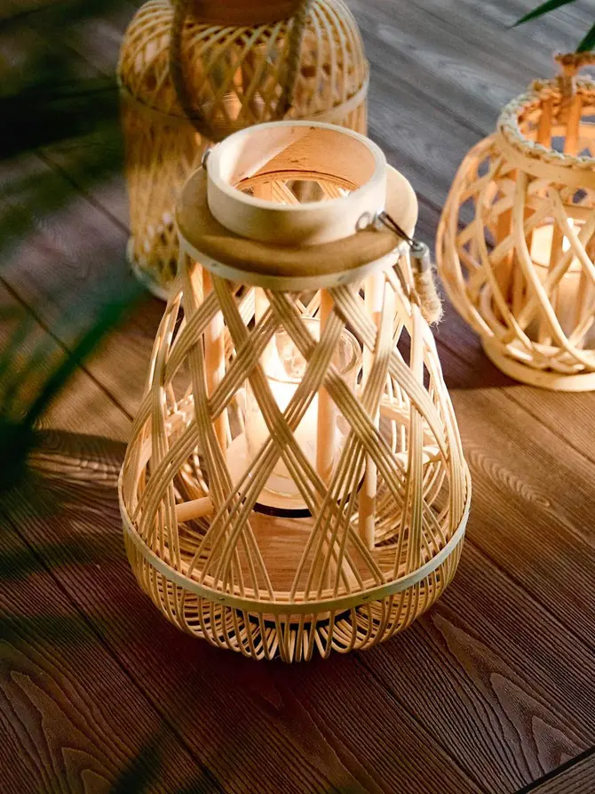 Lampion RADIANT pleciony naturalny 24x35 cm