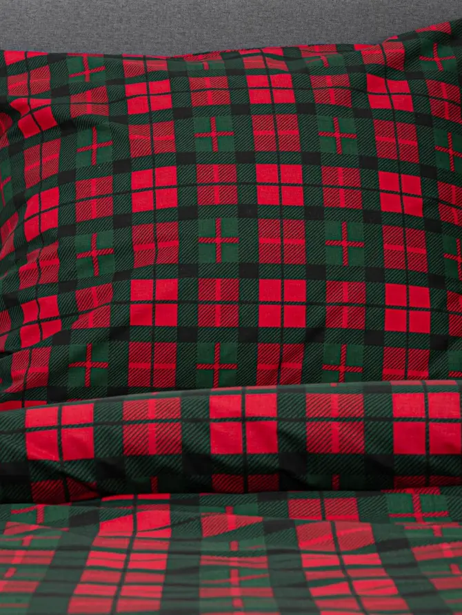 Pościel EC TARTAN bawełniana w kratę 220x200 + 2*70x80 cm