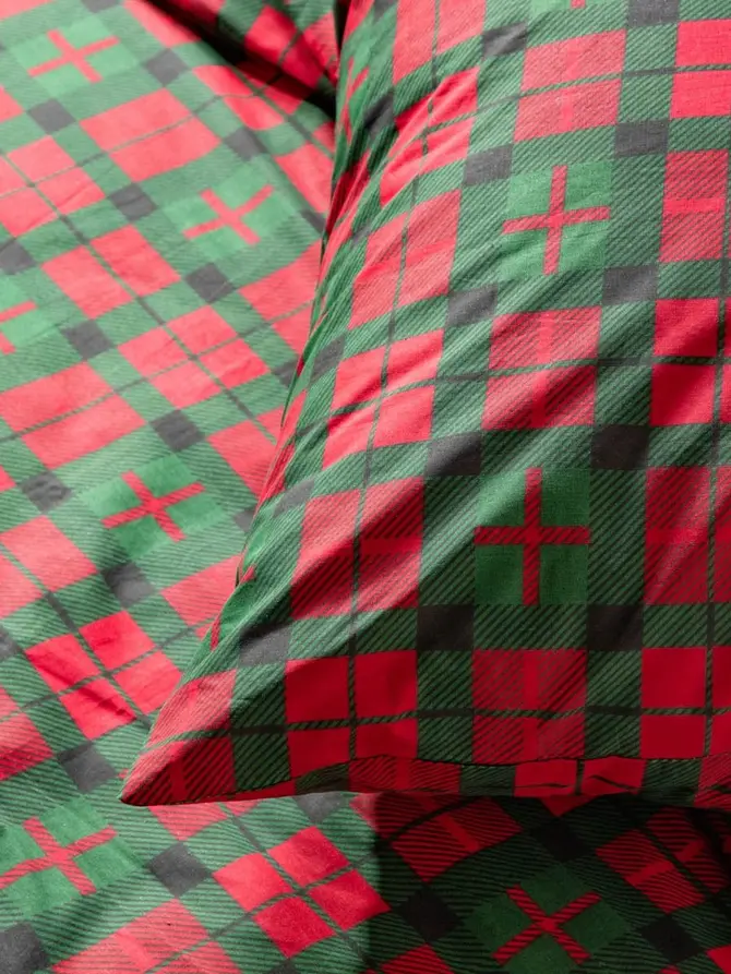 Pościel EC TARTAN bawełniana w kratę 220x200 + 2*70x80 cm