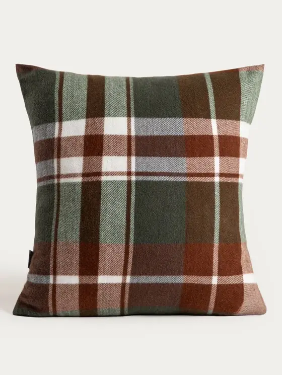 Poszewka MELROSE puszysta w kratę zielona 45x45 cm