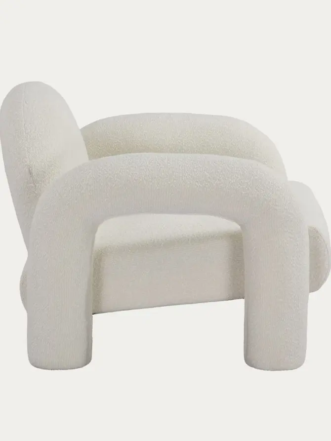 Fotel SEDIA ecru w tkaninie TEDDY BOUCLÉ 95x88x70 cm