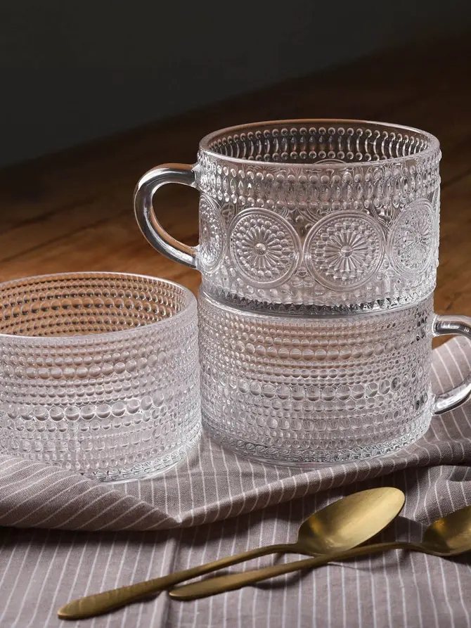 Filiżanka BARREL szklana wzorzysta 0,35 l
