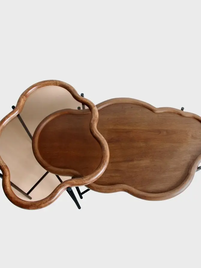 Zestaw stolików kawowych LUCE Brązowych 89x50x40 / 66x51x45 cm